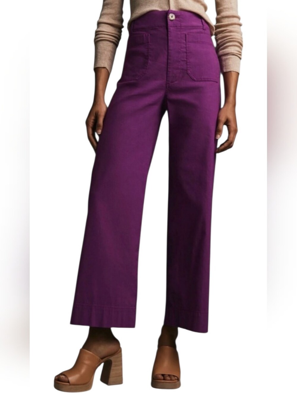 Maeve Anthropologie The Colette Wide Leg Pants Purple 25T Tall